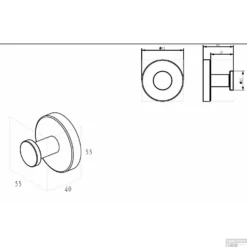 Handdoekhaak Wiesbaden Alonzo Groot Geborsteld Brons Koper -Goedkope Stijl Baden Winkel alonzo handdoekhaak groot technische tekening 2