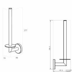 Reserverolhouder Wiesbaden Alonzo Geborsteld RVS -Goedkope Stijl Baden Winkel alonzo reserverolhouder technische tekening 2 3