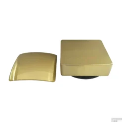 Badafvoerplug Set Boss & Wessing Tbv Badoverloopcombinatie Met Vulfunctie Vierkant Geborsteld Messing Goud