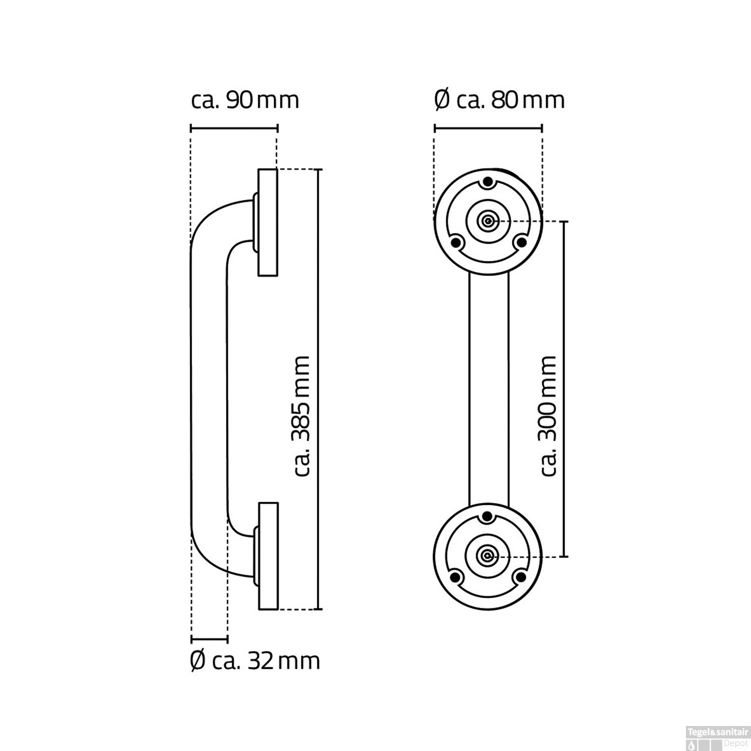 Badgreep Boss & Wessing Ludo 30 Cm Mat Zwart 6 Badgreep Boss & Wessing Ludo 30 Cm Mat Zwart - Afbeelding 4