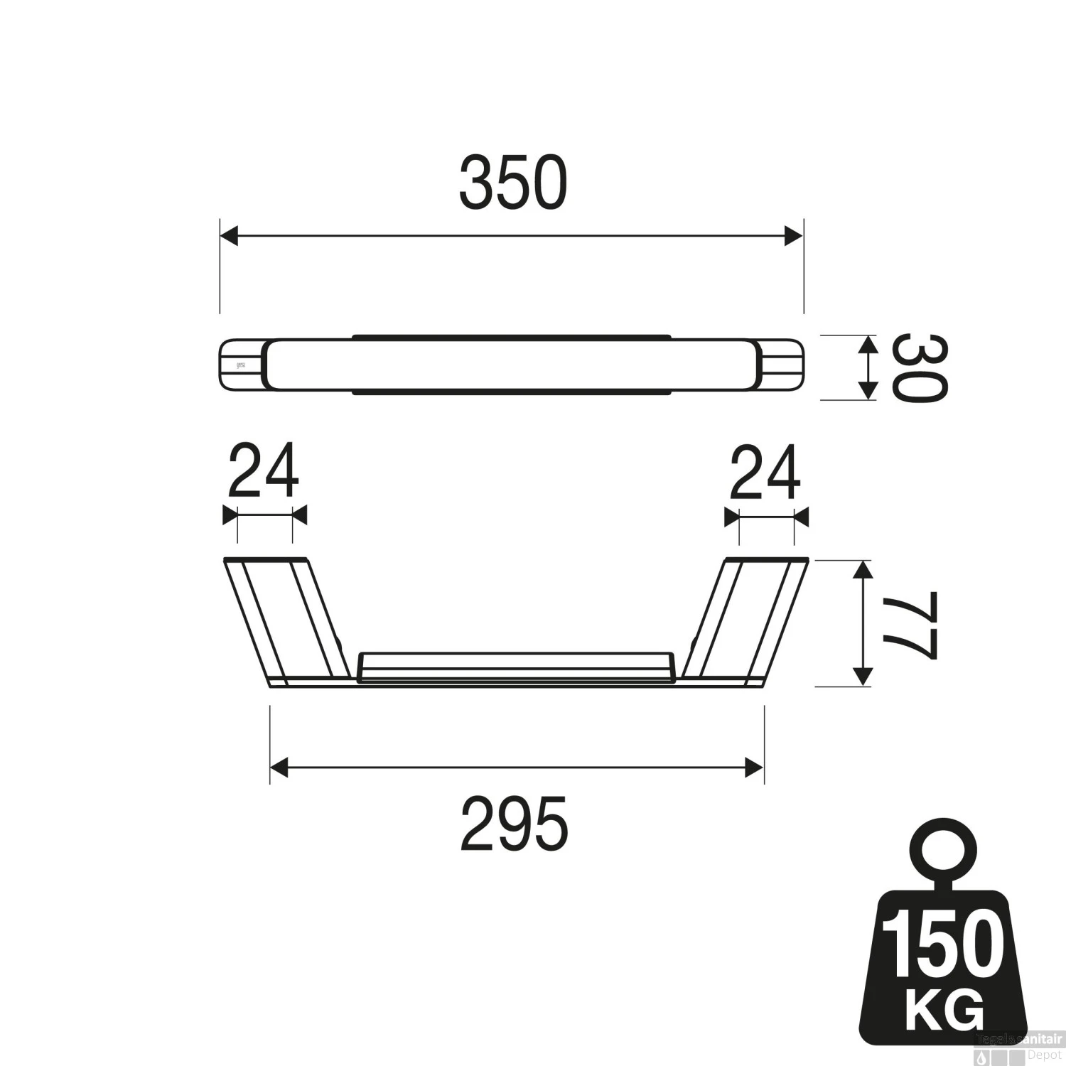 Badgreep Geesa Shift 30 Cm Geborsteld Zwart Metaal 7 Badgreep Geesa Shift 30 Cm Geborsteld Zwart Metaal - Afbeelding 5