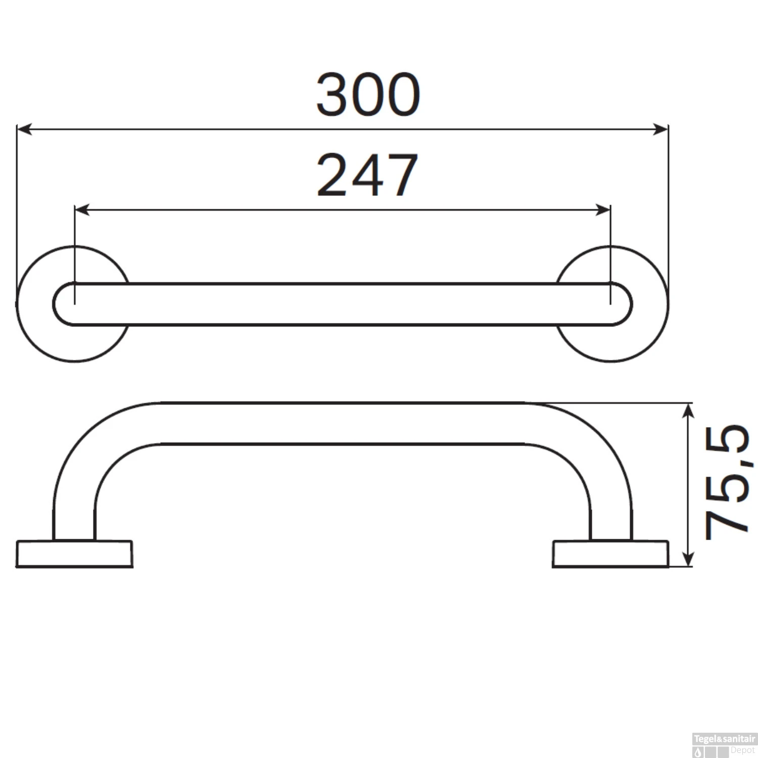 Badgreep Haceka Kosmos 30 Cm Mat Zwart 4 Badgreep Haceka Kosmos 30 Cm Mat Zwart - Afbeelding 2