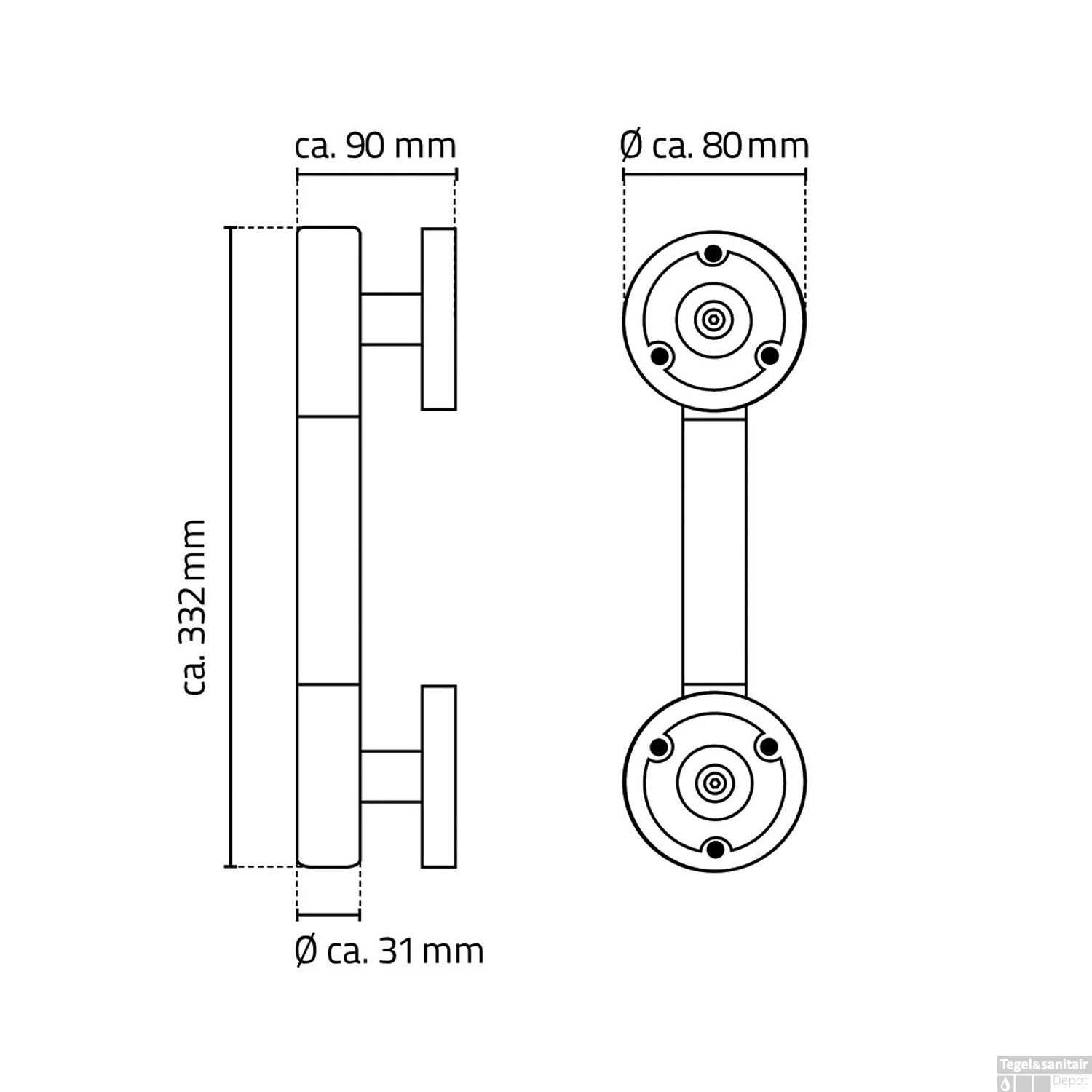 Badgreep Met Antislip Wiesbaden Ridder Ken 30 Cm Chroom 4 Badgreep Met Antislip Wiesbaden Ridder Ken 30 Cm Chroom - Afbeelding 2