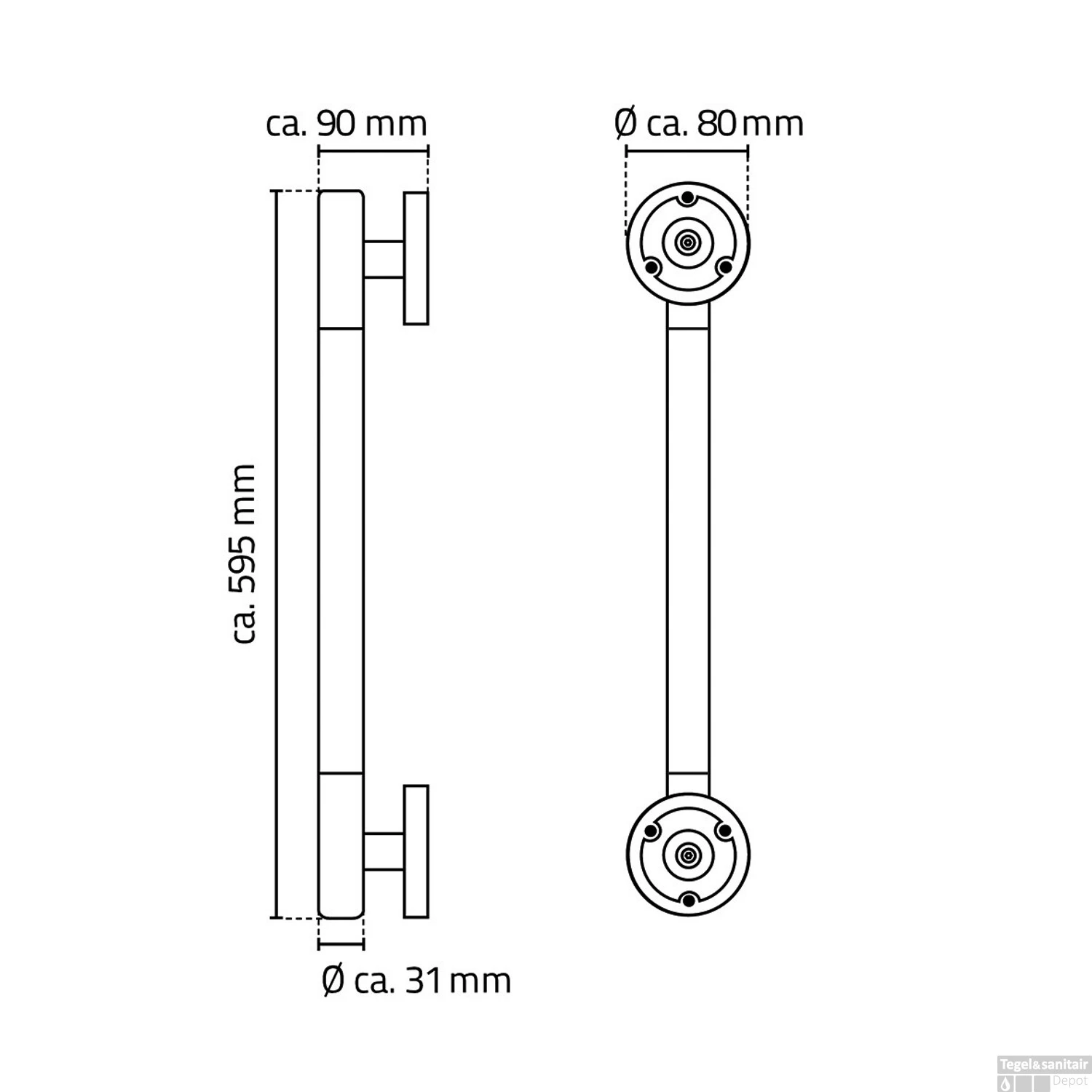 Badgreep Met Antislip Wiesbaden Ridder Ken 60 Cm Chroom 4 Badgreep Met Antislip Wiesbaden Ridder Ken 60 Cm Chroom - Afbeelding 2
