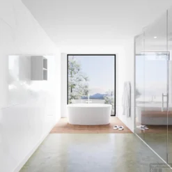 Nis Mondiaz LAGOM 45cm In Of Opbouw Mat Wit -Goedkope Stijl Baden Winkel badkamermeubel met solid surface wastafel model lagom side white 00009