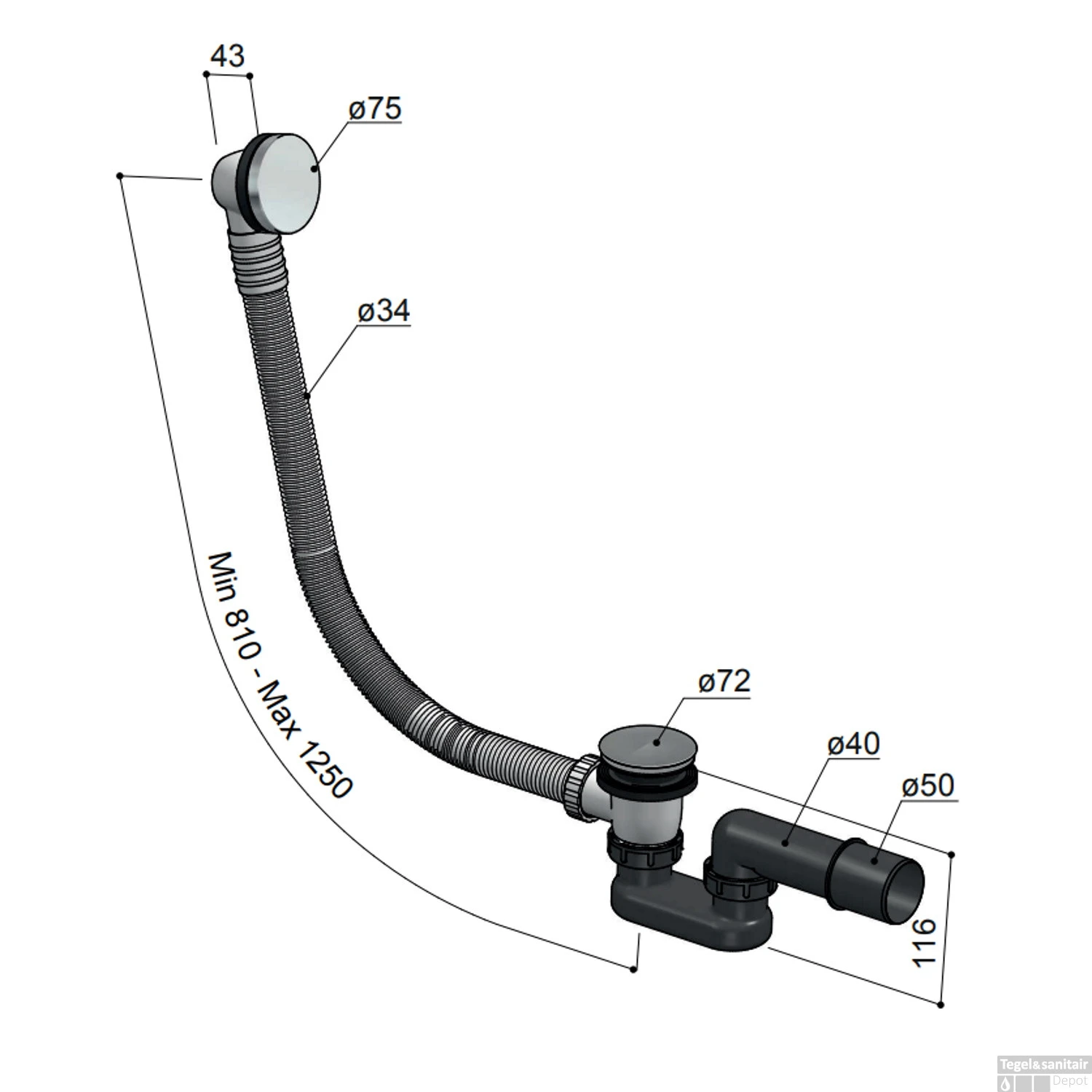 Badoverloop Hotbath Archie Verlengd Geborsteld Koper PVD 4 Badoverloop Hotbath Archie Verlengd Geborsteld Koper PVD - Afbeelding 2