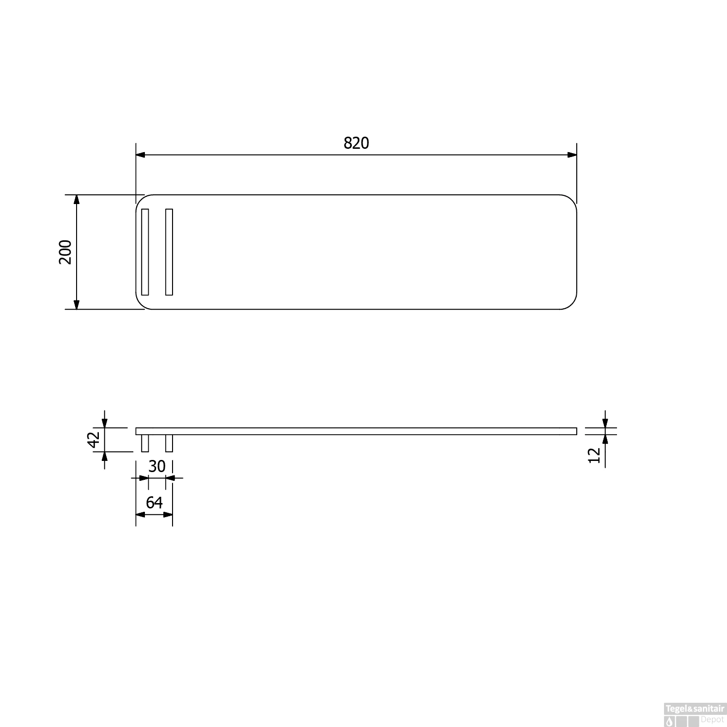 Badplank Sapho Reduta 82x20 Cm Zwart 6 Badplank Sapho Reduta 82x20 Cm Zwart - Afbeelding 4