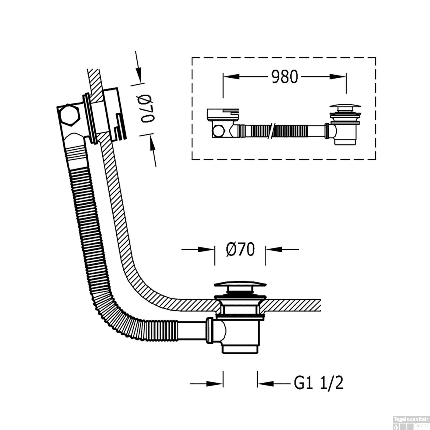 Badplugafvoer Tres Complementos Cascade Met Overloop RVS 4 Badplugafvoer Tres Complementos Cascade Met Overloop RVS - Afbeelding 2