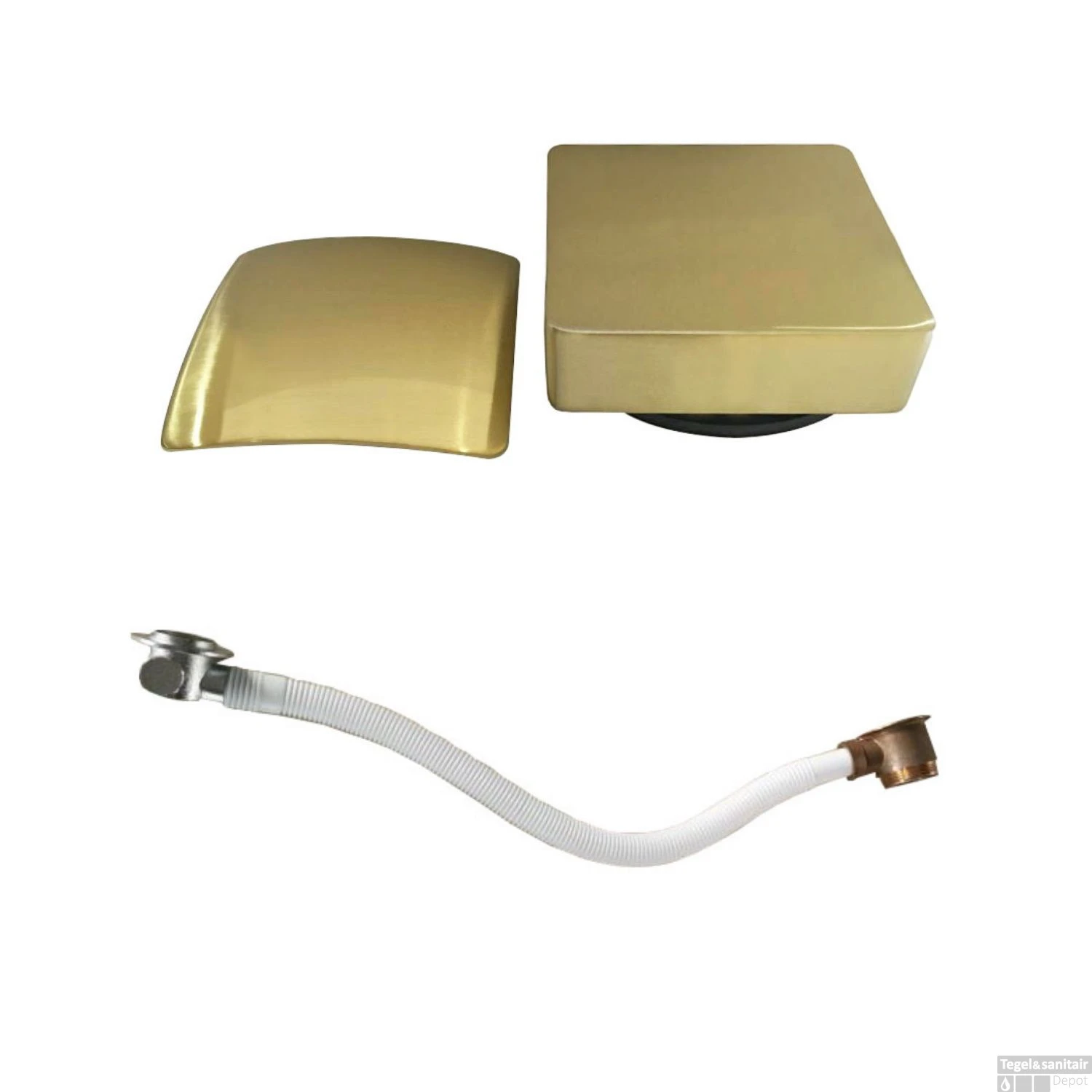 Badvulcombinatie Wiesbaden Vierkant Geborsteld Messing Goud 4 Badvulcombinatie Wiesbaden Vierkant Geborsteld Messing Goud - Afbeelding 2