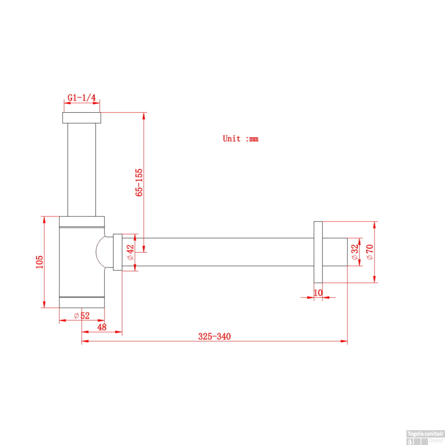 Bekersifon Boss & Wessing Iron Gunmetal 5 Bekersifon Boss & Wessing Iron Gunmetal - Afbeelding 3