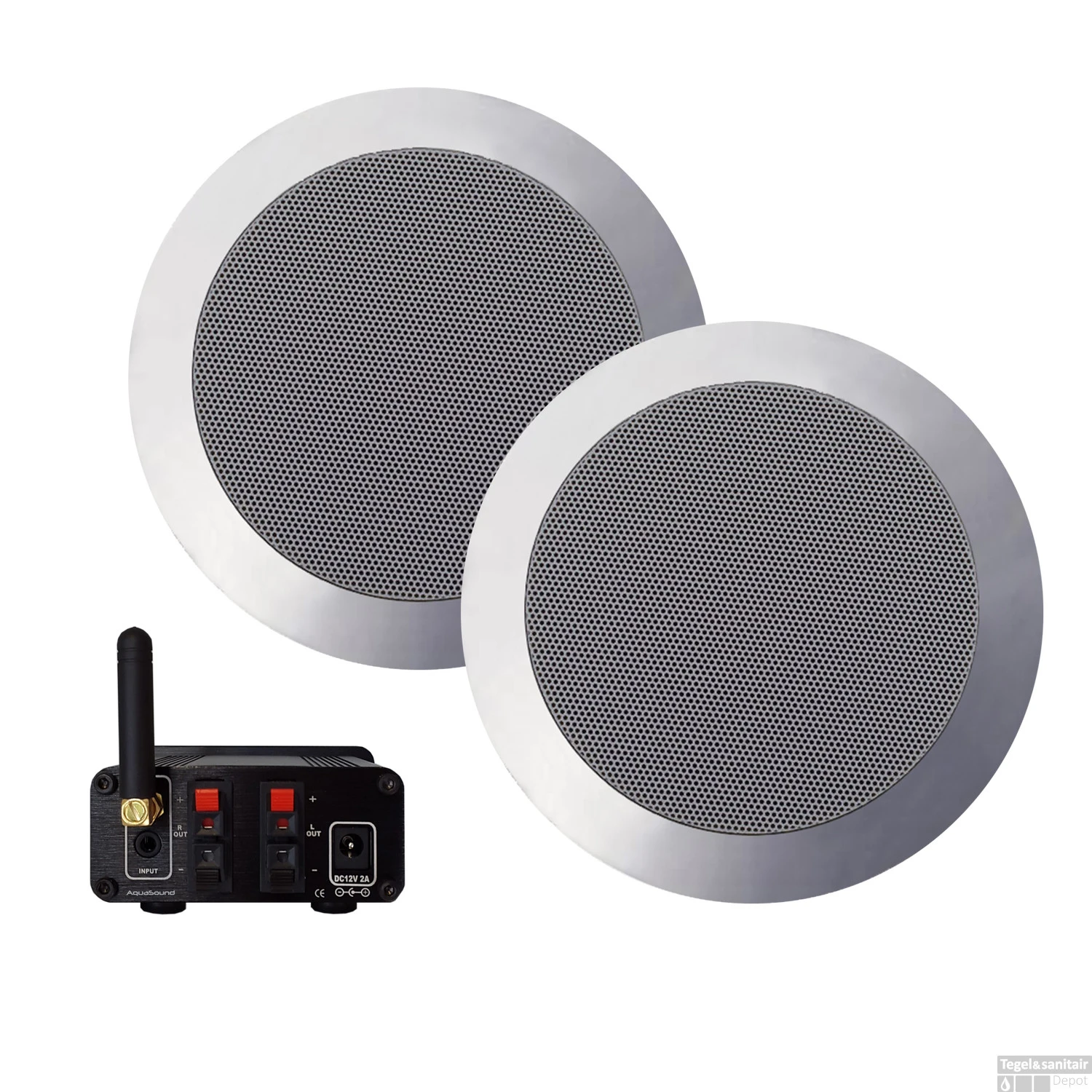 Bluetooth Music Center Aquasound + Twist Speakerset 50 Watt / BT4.0 / AUTO-AUX Mat Chroom