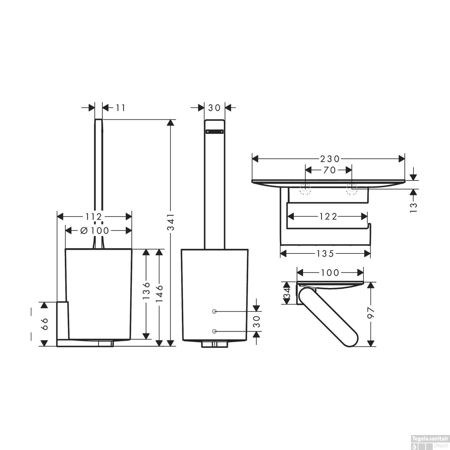 Bundelset Toilet HansGrohe WallStoris Mat Zwart 5 Bundelset Toilet HansGrohe WallStoris Mat Zwart - Afbeelding 3
