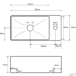 BWS Blong Xxs Rechts Fontein 305X180X110 Wit -Goedkope Stijl Baden Winkel bws3499.32 1
