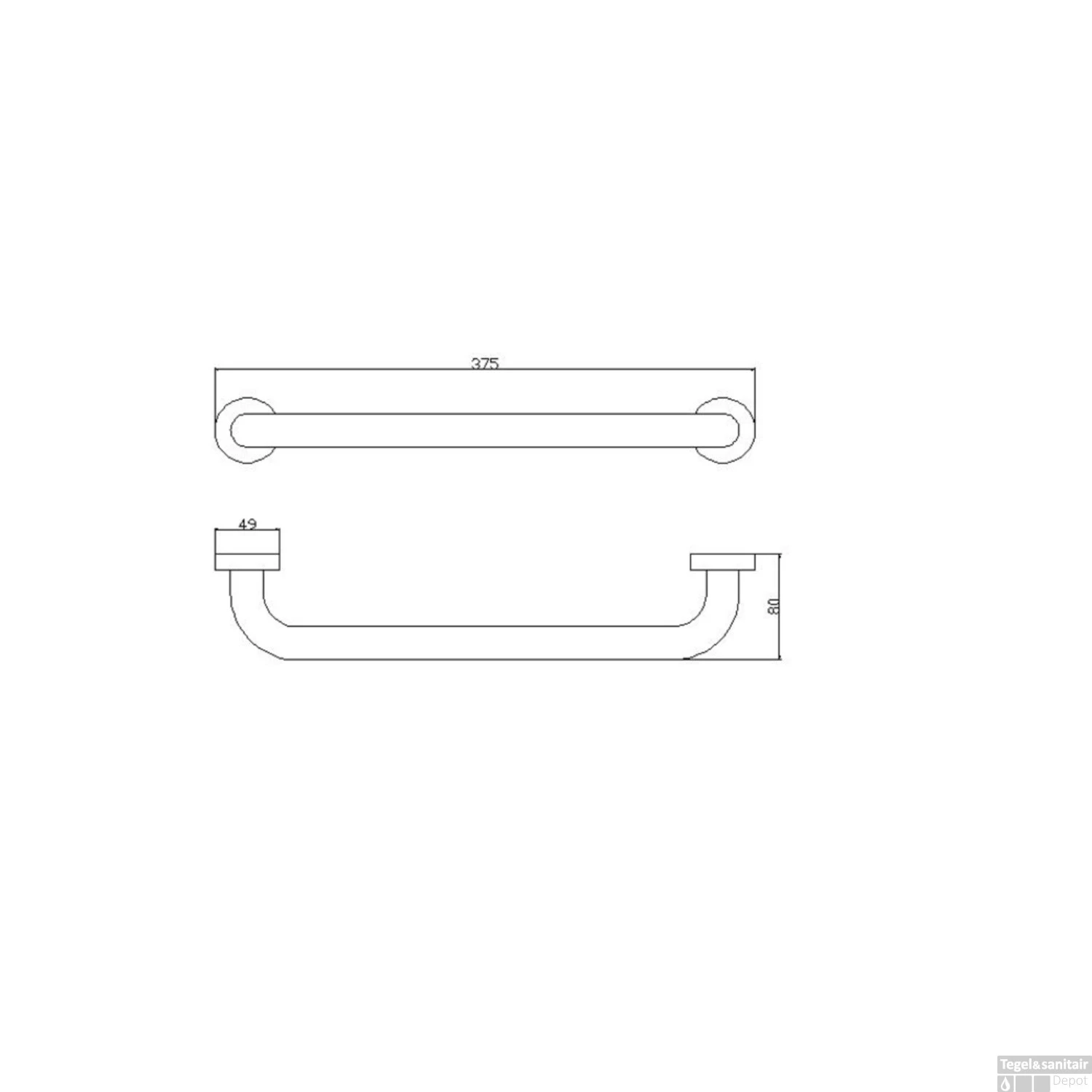 BWS Badgreep Domo Rechte Chroom 5 BWS Badgreep Domo Rechte Chroom - Afbeelding 3