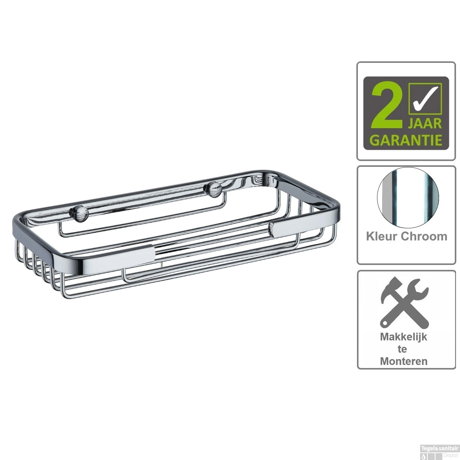 BWS Fles Spons Houder Domo Draad Recht Chroom 3 BWS Fles Spons Houder Domo Draad Recht Chroom