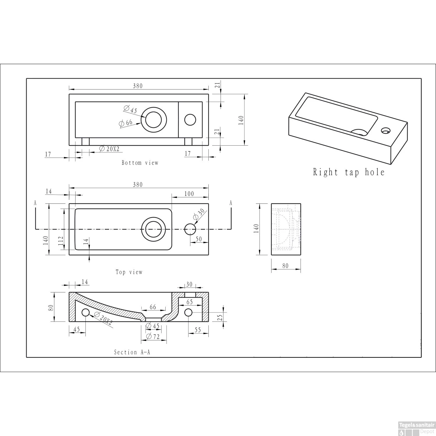 BWS Hardsteen Fontein Zwart Smal 38x14x8 Cm (Kraangat Rechts) 6 BWS Hardsteen Fontein Zwart Smal 38x14x8 Cm (Kraangat Rechts) - Afbeelding 4