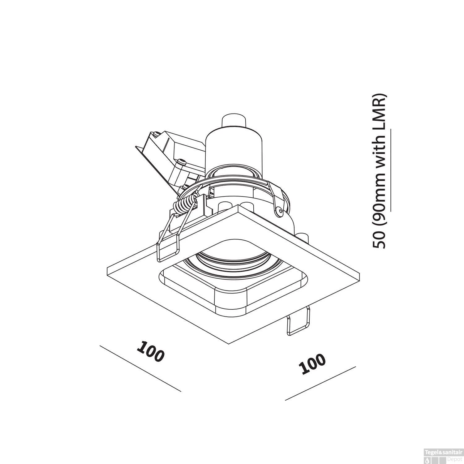 Inbouwspot Boss & Wessing Kiana 1 LED 10x10x9cm 575L 7W Vierkant Wit 4 Inbouwspot Boss & Wessing Kiana 1 LED 10x10x9cm 575L 7W Vierkant Wit - Afbeelding 2