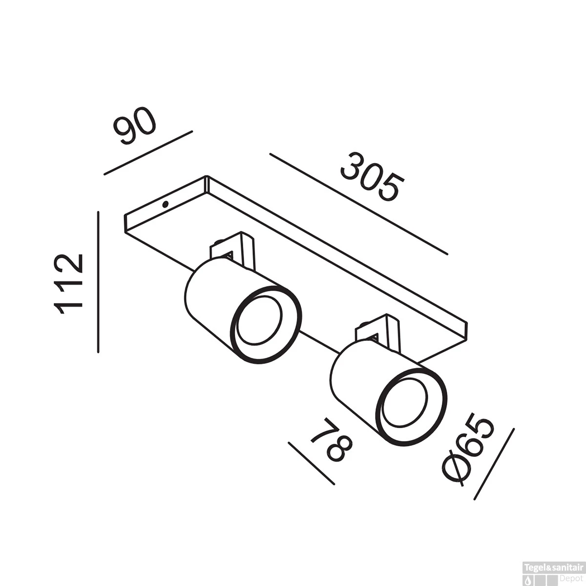 Opbouwspot Boss & Wessing Merga 2 11.2x9x30.5cm 2-Lichts Wit 4 Opbouwspot Boss & Wessing Merga 2 11.2x9x30.5cm 2-Lichts Wit - Afbeelding 2