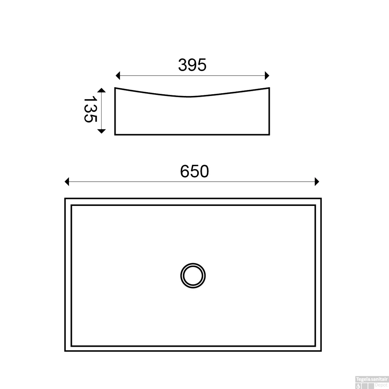 BWS Opzetwastafel Gaia Keramiek Geen Overloop 650x395x135mm Wit 6 BWS Opzetwastafel Gaia Keramiek Geen Overloop 650x395x135mm Wit - Afbeelding 4
