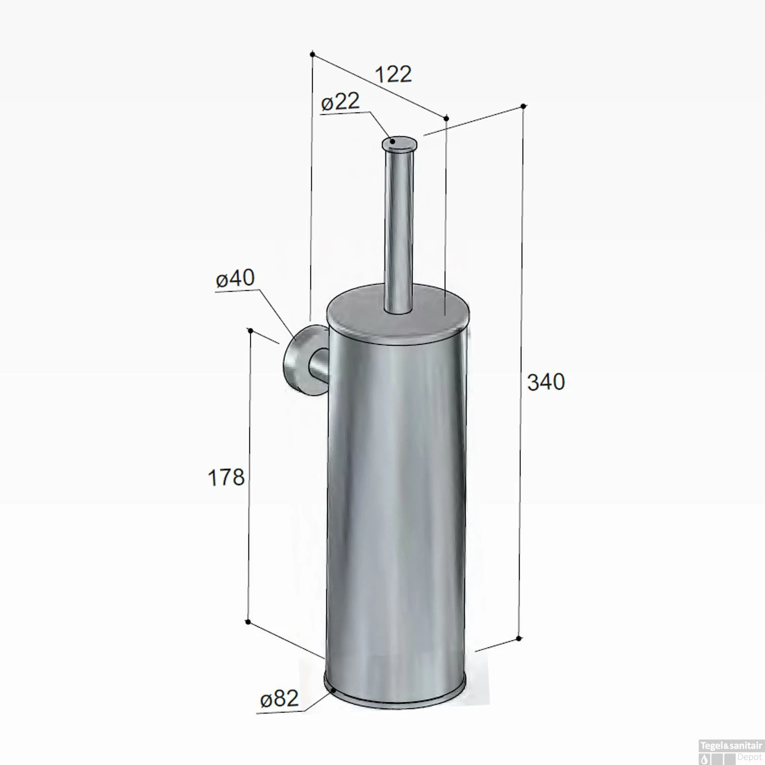 Toiletborstelgarnituur Hotbath Cobber Wandmodel Gepolijst Messing PVD 5 Toiletborstelgarnituur Hotbath Cobber Wandmodel Gepolijst Messing PVD - Afbeelding 3
