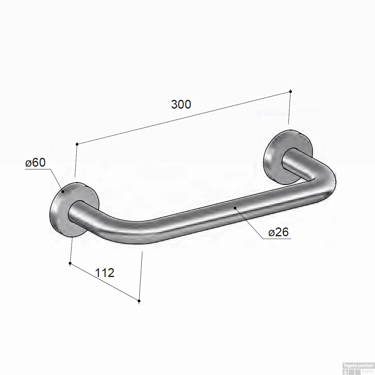 Badgreep Hotbath Cobber Geborsteld Messing 5 Badgreep Hotbath Cobber Geborsteld Messing - Afbeelding 3