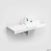 Clou New Wash Me Wastafel 110x42x8cm Met 3 Voorbewerkte Kraangaten Glanzend Wit Keramiek