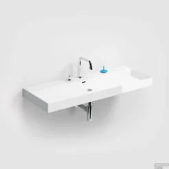 Clou New Wash Me Wastafel 110x42x8cm Met 3 Voorbewerkte Kraangaten Glanzend Wit Keramiek