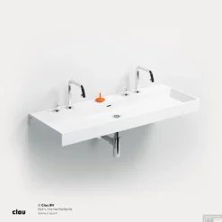 Wastafel Clou Wash Me 110x42x8 Cm Solid Surface Mat Wit