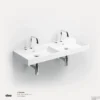 Wastafel Clou Wash Me 110x42x8 Cm Solid Surface Mat Wit (met Dubbele Bak) 2 Wastafel Clou Wash Me 110x42x8 Cm Solid Surface Mat Wit (met Dubbele Bak) -Goedkope Stijl Baden Winkel cl 02.13039