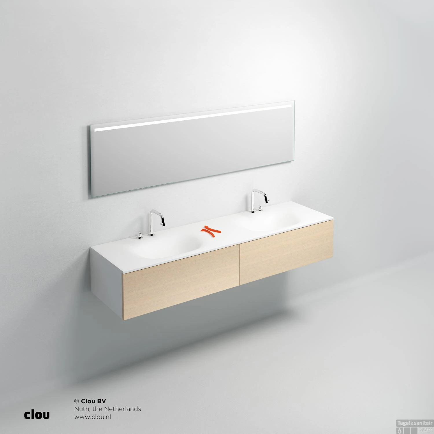 Wastafelblad Clou Hammock Dubbele Waskom 180cm Composiet Mat Wit 4 Wastafelblad Clou Hammock Dubbele Waskom 180cm Composiet Mat Wit - Afbeelding 2