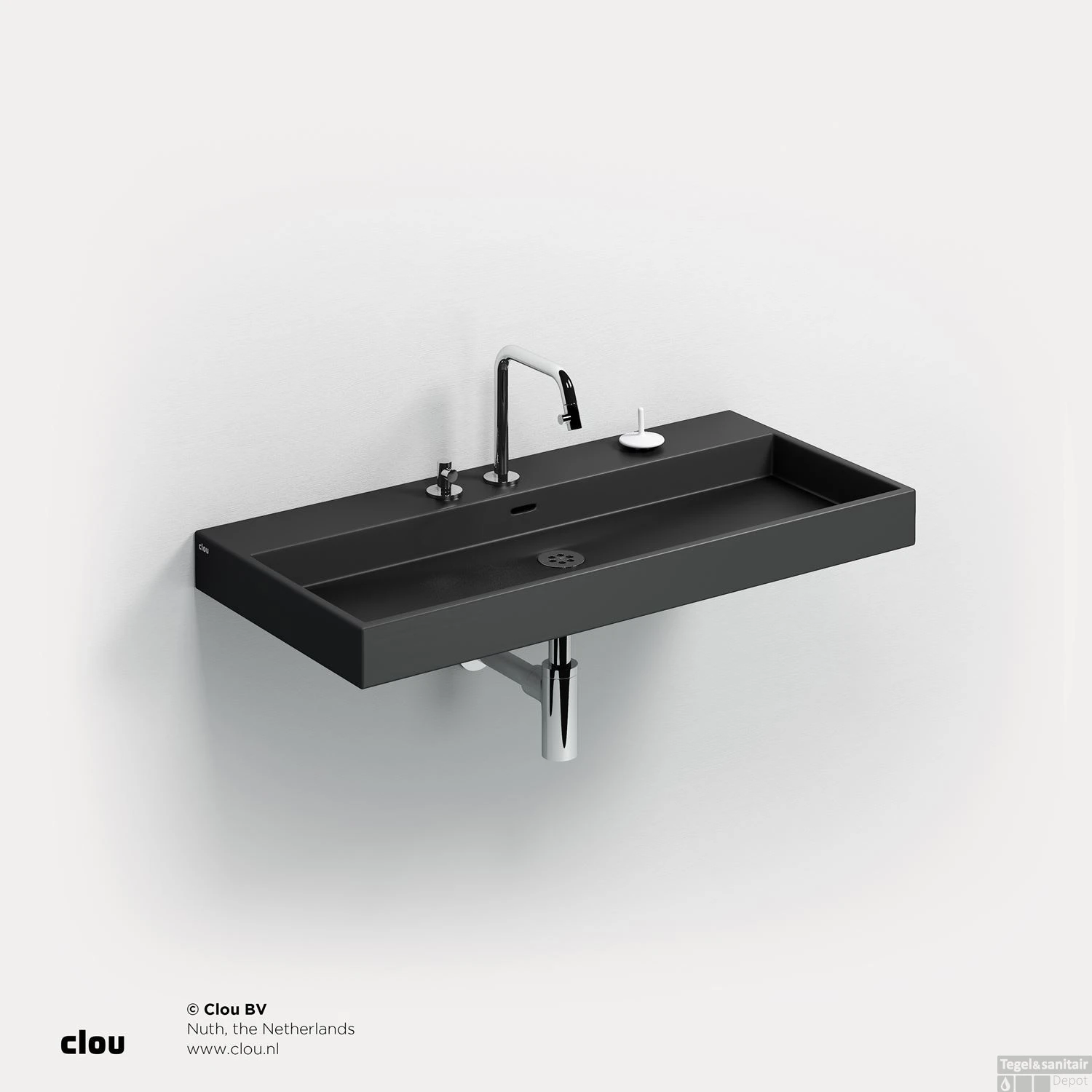 Wastafel Clou Wash Me 90x42x8 Cm Keramiek Mat Zwart 3 Wastafel Clou Wash Me 90x42x8 Cm Keramiek Mat Zwart