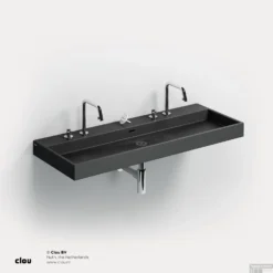 Wastafel Clou Wash Me 110x42x8 Cm Keramiek Mat Zwart