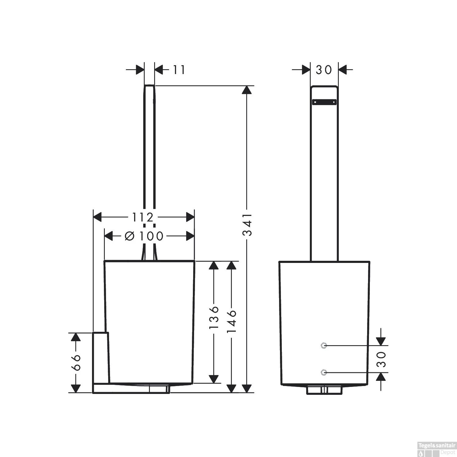 Closetborstelgarnituur HansGrohe WallStoris Mat Wit 4 Closetborstelgarnituur HansGrohe WallStoris Mat Wit - Afbeelding 2