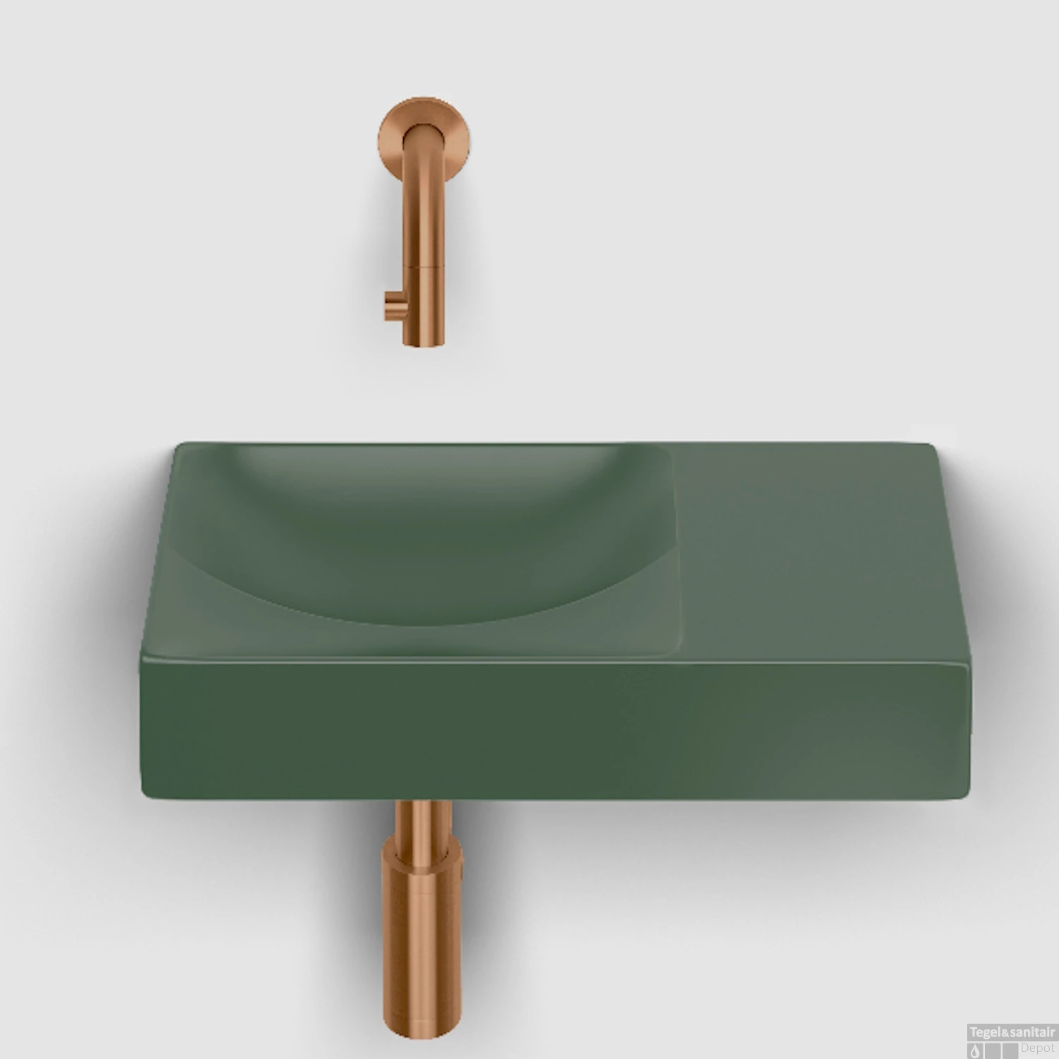 Clou Flush Fontein Zonder Kraangat Rechts Mat Pijnboom Groen Keramiek 36 Cm