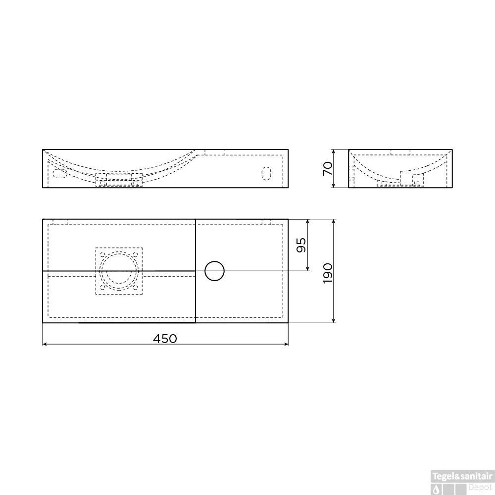 Clou Vale Fontein Met Kraangat Rechts Met Geïntegreerde Afvoer Glanzend Wit Keramiek 45 Cm - Afbeelding 7