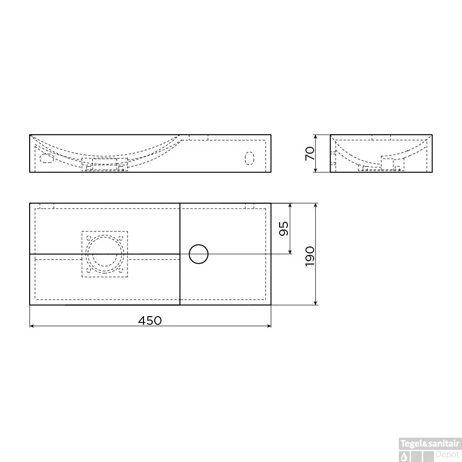 Clou Vale Fontein Met Kraangat Rechts Met Geïntegreerde Afvoer Wit Mat Keramiek 45 Cm 4 Clou Vale Fontein Met Kraangat Rechts Met Geïntegreerde Afvoer Wit Mat Keramiek 45 Cm - Afbeelding 2