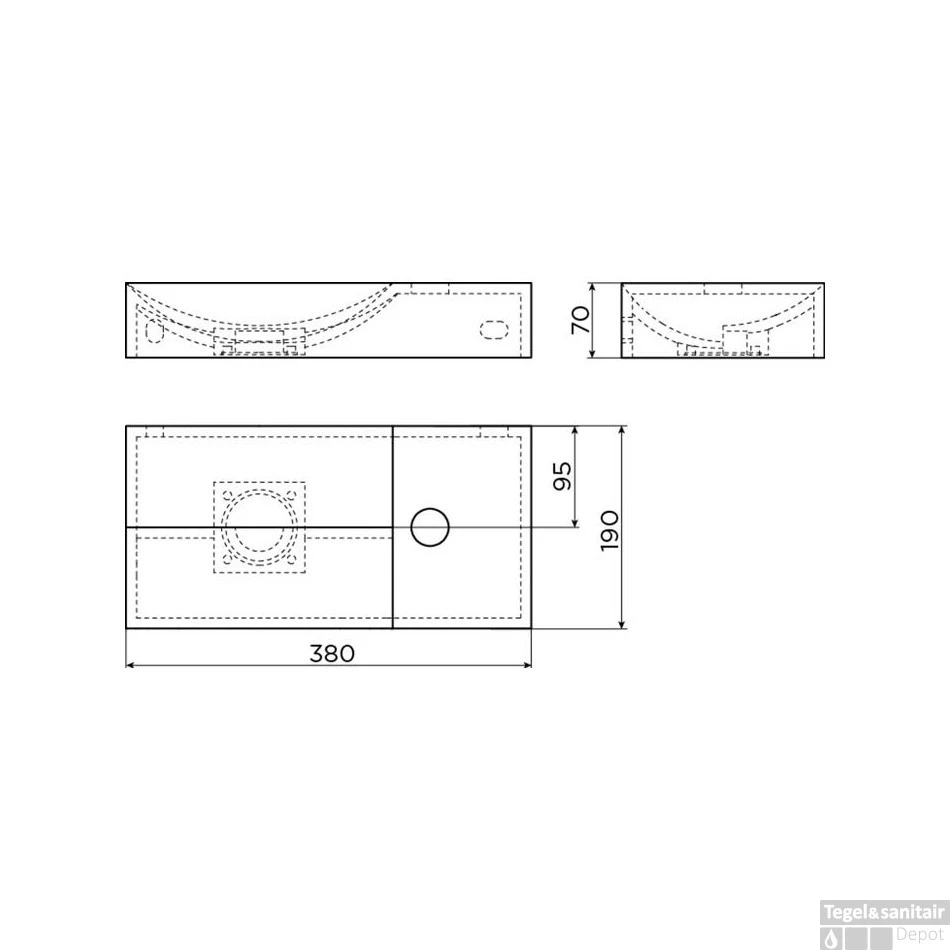 Clou Vale Fontein Met Kraangat Rechts Met Geintegreerde Afvoer Mat Wit Keramiek 38 Cm 6 Clou Vale Fontein Met Kraangat Rechts Met Geintegreerde Afvoer Mat Wit Keramiek 38 Cm - Afbeelding 4