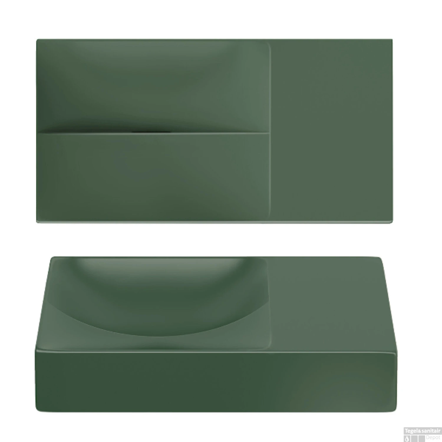 Clou Flush Fontein Zonder Kraangat Rechts Mat Pijnboom Groen Keramiek 36 Cm - Afbeelding 2