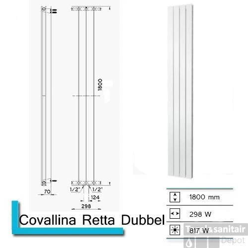 Handdoekradiator Covallina Retta Dubbel 1800 X 298 Mm Mat Wit 3 Handdoekradiator Covallina Retta Dubbel 1800 X 298 Mm Mat Wit