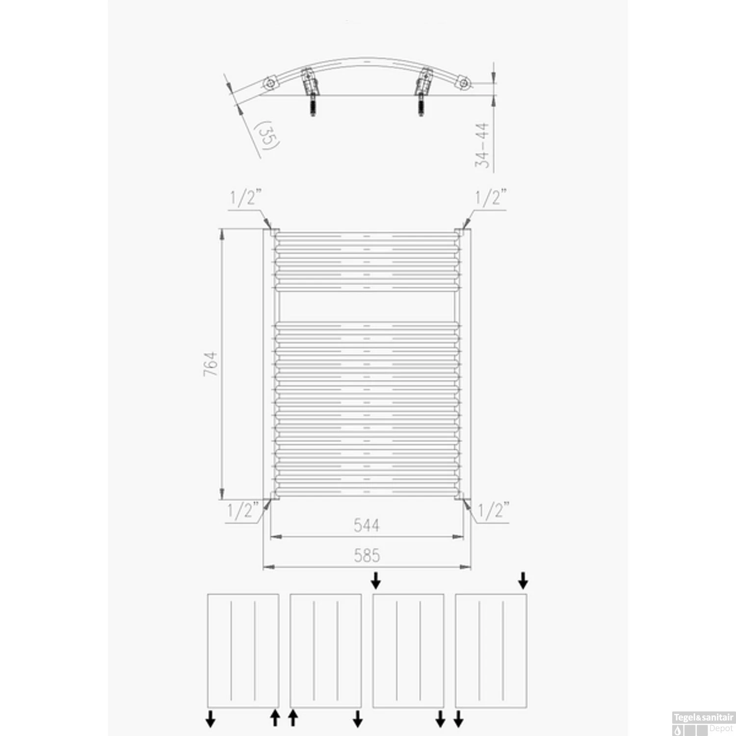 Designradiator Boss & Wessing Odro Gebogen Met Zijaansluiting 76,4x58,5 Cm 528 Watt Mat Zwart 4 Designradiator Boss & Wessing Odro Gebogen Met Zijaansluiting 76,4x58,5 Cm 528 Watt Mat Zwart - Afbeelding 2