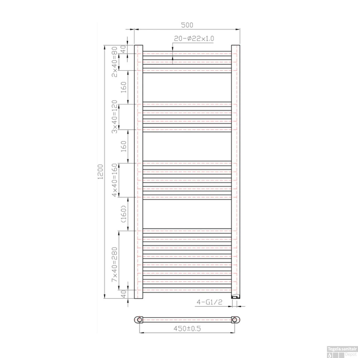 Designradiator Boss & Wessing Vertico Multirail 120x50 Cm Antraciet Zij-Onderaansluiting 4 Designradiator Boss & Wessing Vertico Multirail 120x50 Cm Antraciet Zij-Onderaansluiting - Afbeelding 2