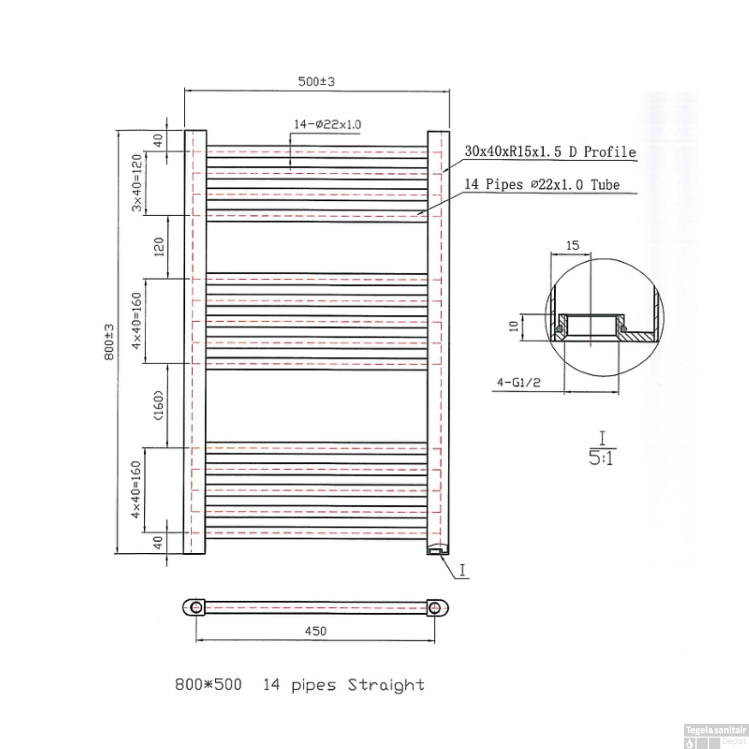 Designradiator Boss & Wessing Vertico Multirail 80x50 Cm Chroom Zij-Onderaansluiting 4 Designradiator Boss & Wessing Vertico Multirail 80x50 Cm Chroom Zij-Onderaansluiting - Afbeelding 2