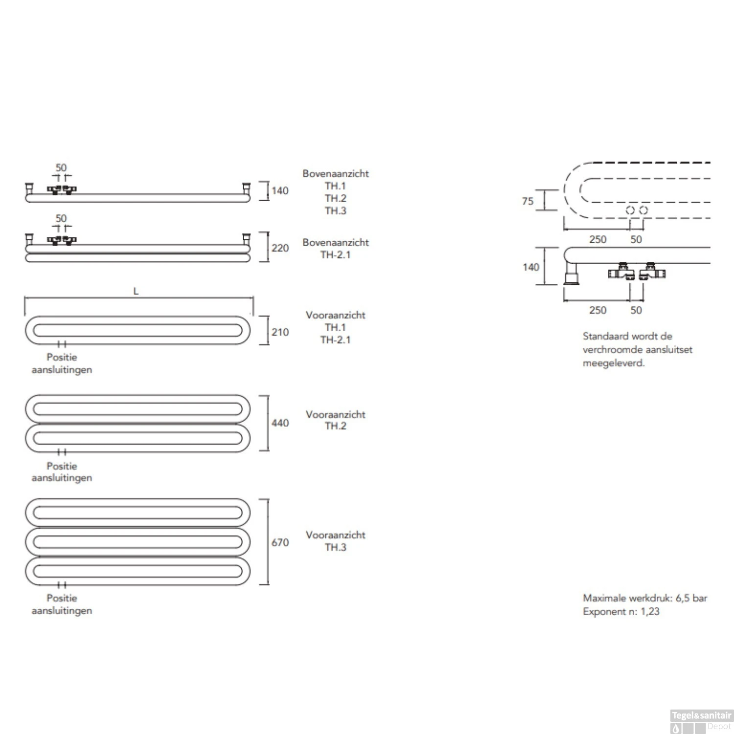 Designradiator Instamat Tubone-H 67x170x14cm Incl. Aansluitset Wit 5 Designradiator Instamat Tubone-H 67x170x14cm Incl. Aansluitset Wit - Afbeelding 3