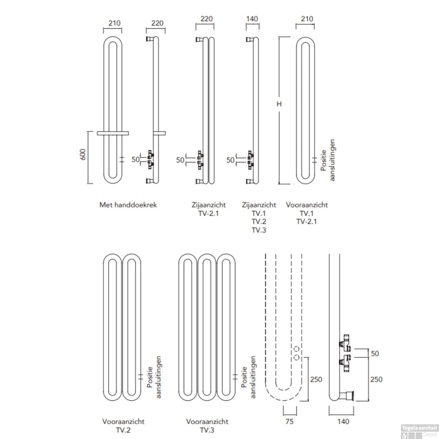Designradiator Instamat Tubone-V 170x21x14cm Incl. Aansluitset Wit 6 Designradiator Instamat Tubone-V 170x21x14cm Incl. Aansluitset Wit - Afbeelding 4