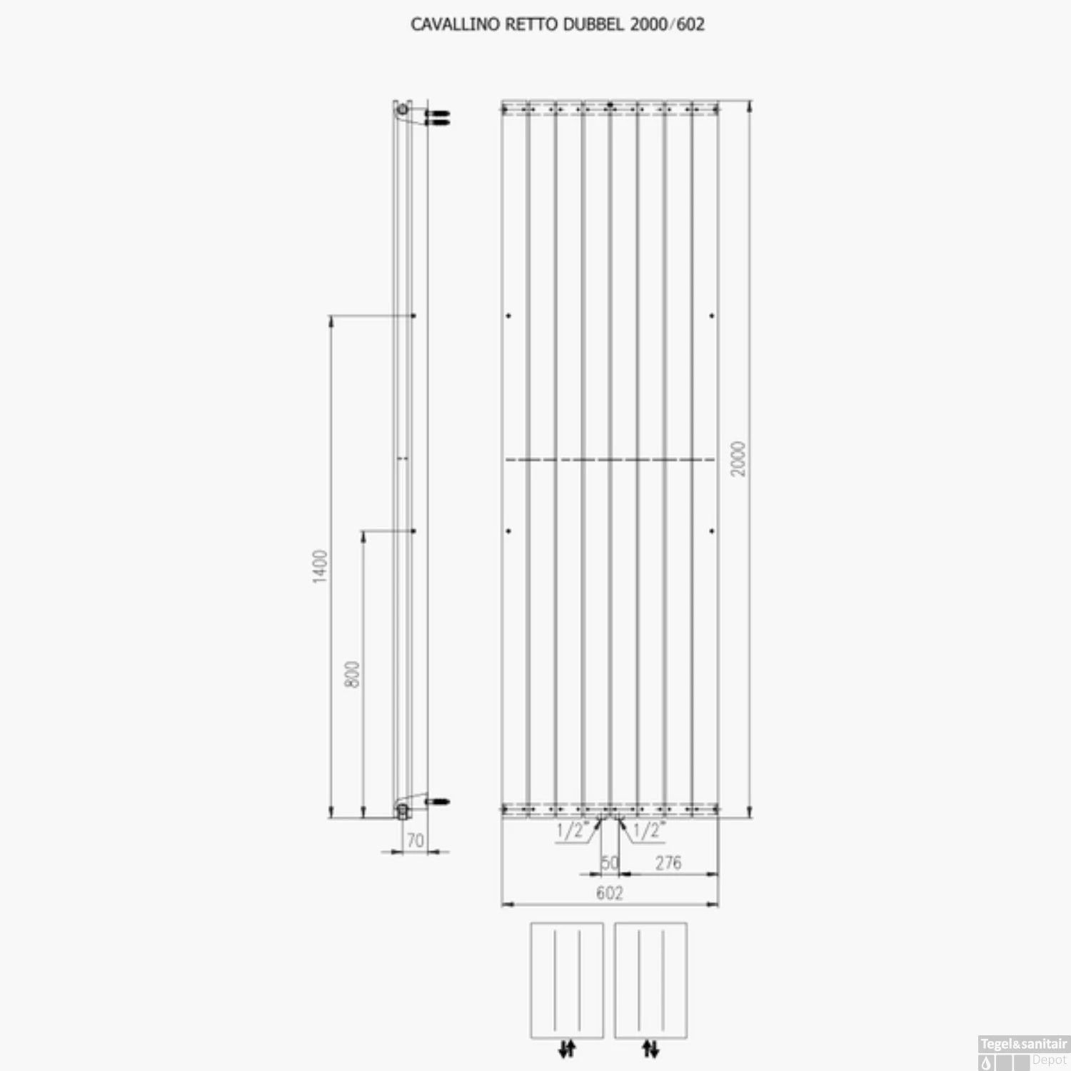 Designradiator Plieger Cavallino Retto Dubbel 1716 Watt Middenaansluiting 200x60,2 Cm Pearl Grey 4 Designradiator Plieger Cavallino Retto Dubbel 1716 Watt Middenaansluiting 200x60,2 Cm Pearl Grey - Afbeelding 2
