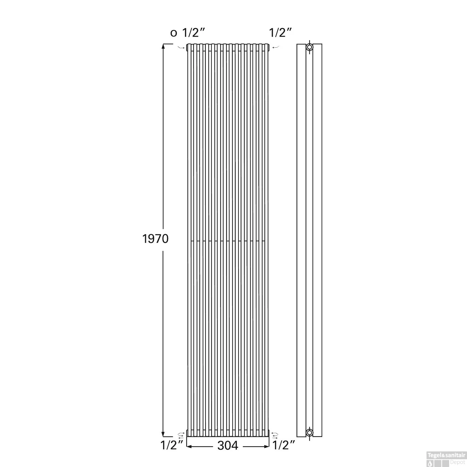 Designradiator Plieger Venezia Dubbel 1970x304mm 1168W Pearl Grey 4 Designradiator Plieger Venezia Dubbel 1970x304mm 1168W Pearl Grey - Afbeelding 2