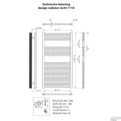 Designradiator Sanicare Standaard Recht Inclusief Ophanging 111,8x60 Cm (alle Kleuren) -Goedkope Stijl Baden Winkel designradiator sanicare 60x111 8 tech