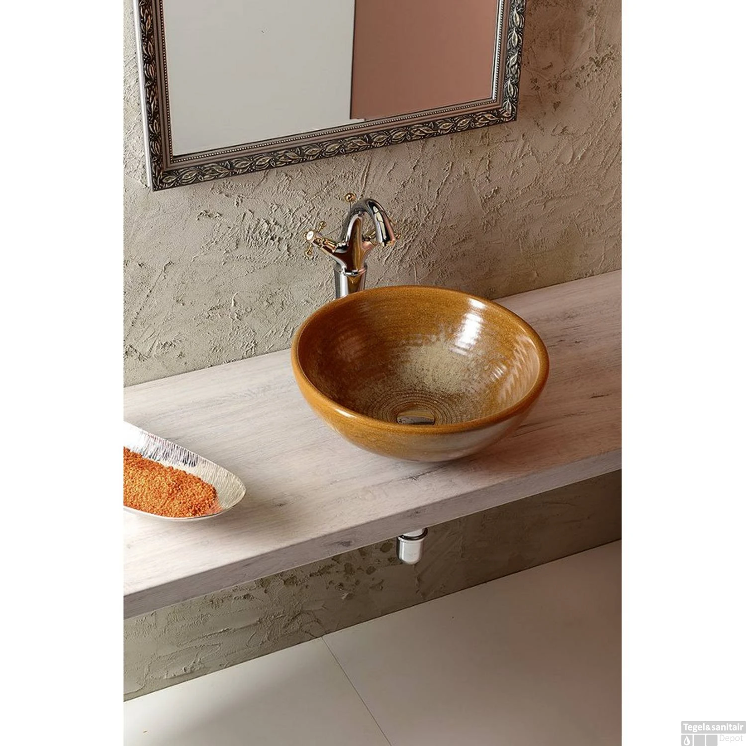 Waskom Sapho Attila Rond 42.5x14 Cm Keramiek Bruin 9 Waskom Sapho Attila Rond 42.5x14 Cm Keramiek Bruin - Afbeelding 7