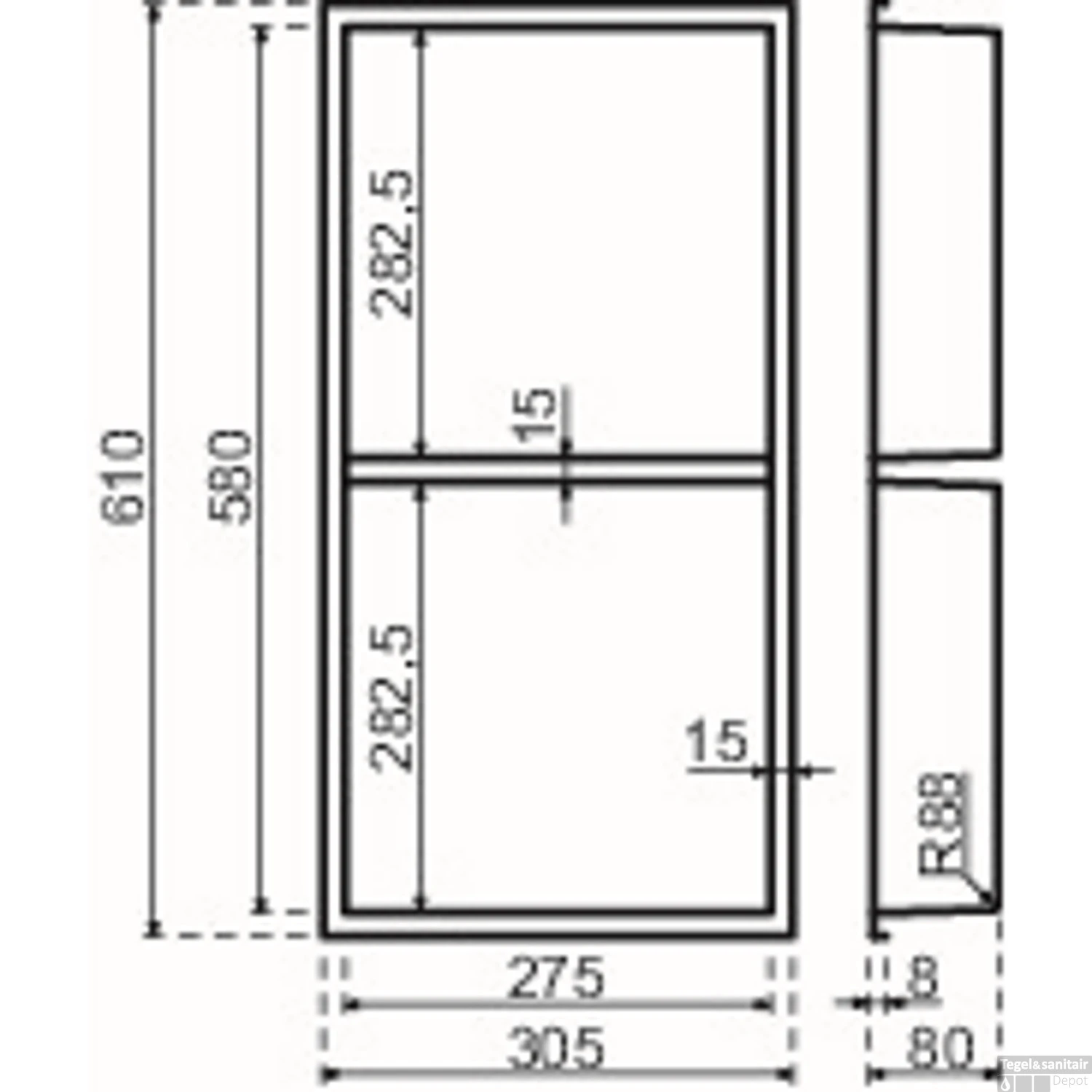 Inbouwnis Qisani Flow Dubbel Geborsteld Mat Zwart 4 Inbouwnis Qisani Flow Dubbel Geborsteld Mat Zwart - Afbeelding 2