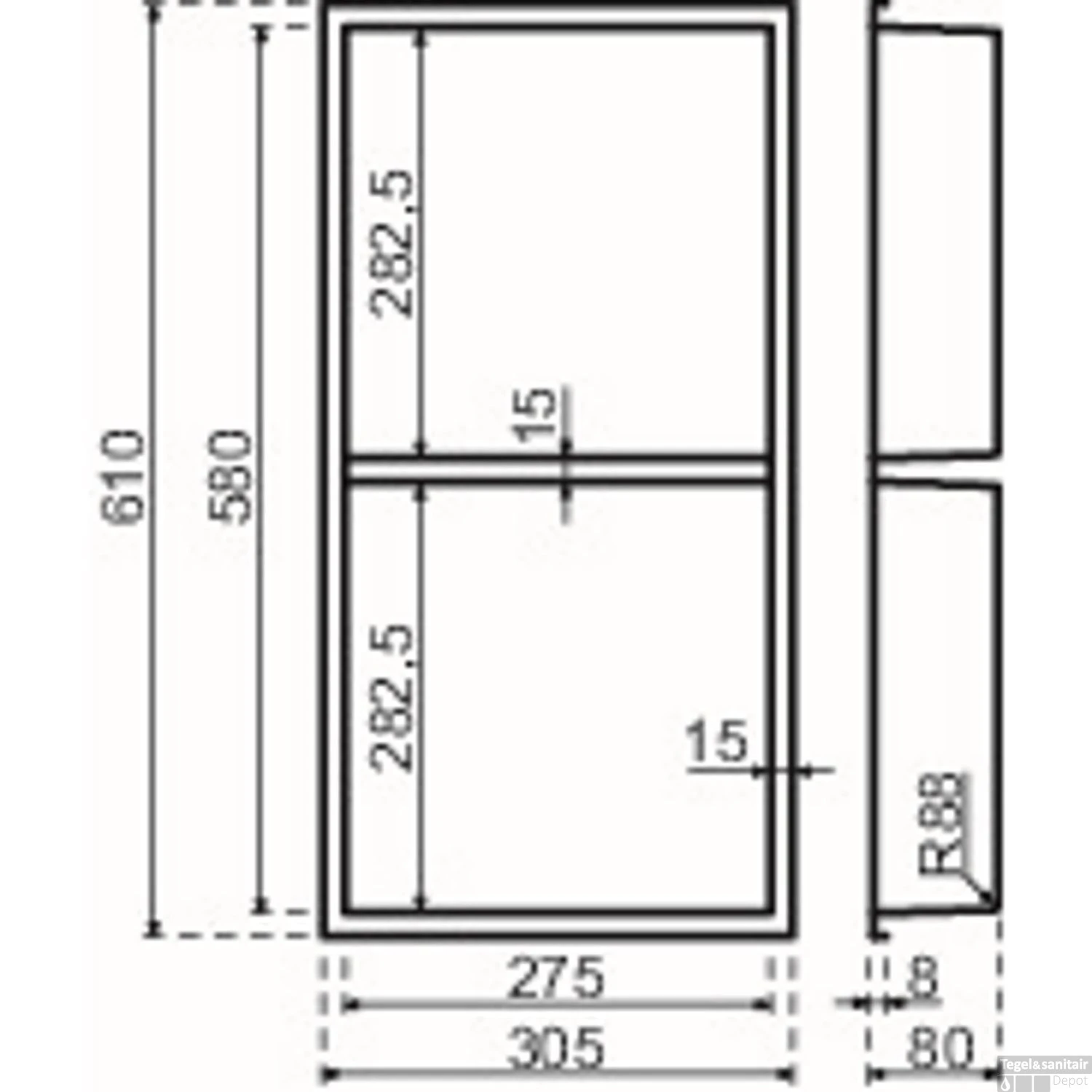 Inbouwnis Qisani Flow Dubbel Geborsteld Gun Metal 4 Inbouwnis Qisani Flow Dubbel Geborsteld Gun Metal - Afbeelding 2